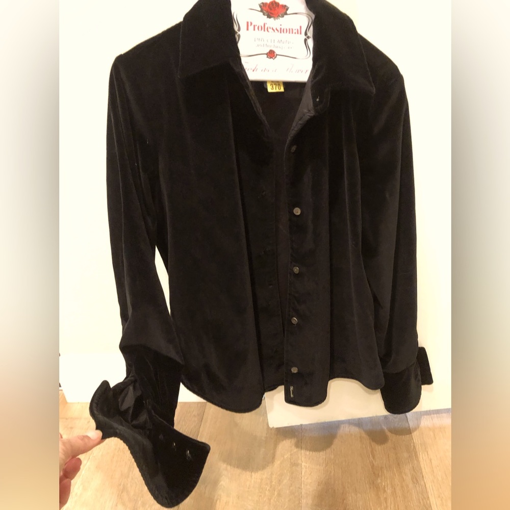 Facconable Velvet Button Down Blouse - image 1